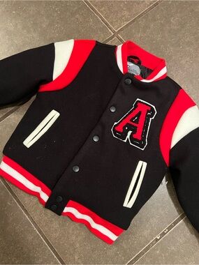 CP Dry Goods Toddler Boys Varsity Letterman Jacket 4T Black Red Believe The Hype